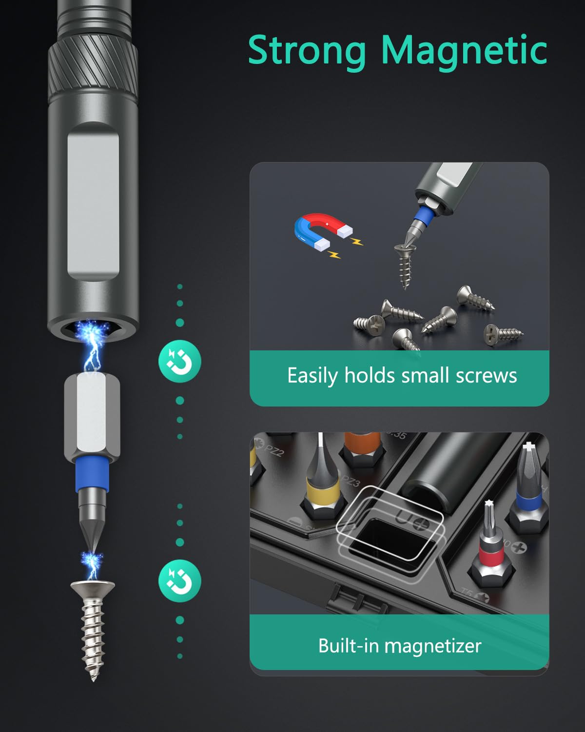 ORIA 24 in 1 Magnetic Ratchet Screwdriver Set with S2 Steel Bits & Detachable T-Handle, Portable Tool Kit in Case for Home DIY, Computer, Electronics Repair, Furniture