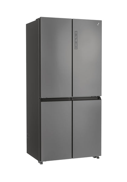 Hoover Free Standing Cube Fridge Freezer, 4 Doors, No Frost, E Class, 463L Total Capacity, Non Plumbed, Silver 83x65x181cm - HHCR3818EWPL