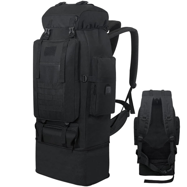 Ogetok 80L Hiking Backpack Camping Rucksack, 80 liters Large Capacity Outdoor Knapsack Travel Climbing Mountaineering Carry On Backpack Bag, Trekking Backpacking for Men Women, Black