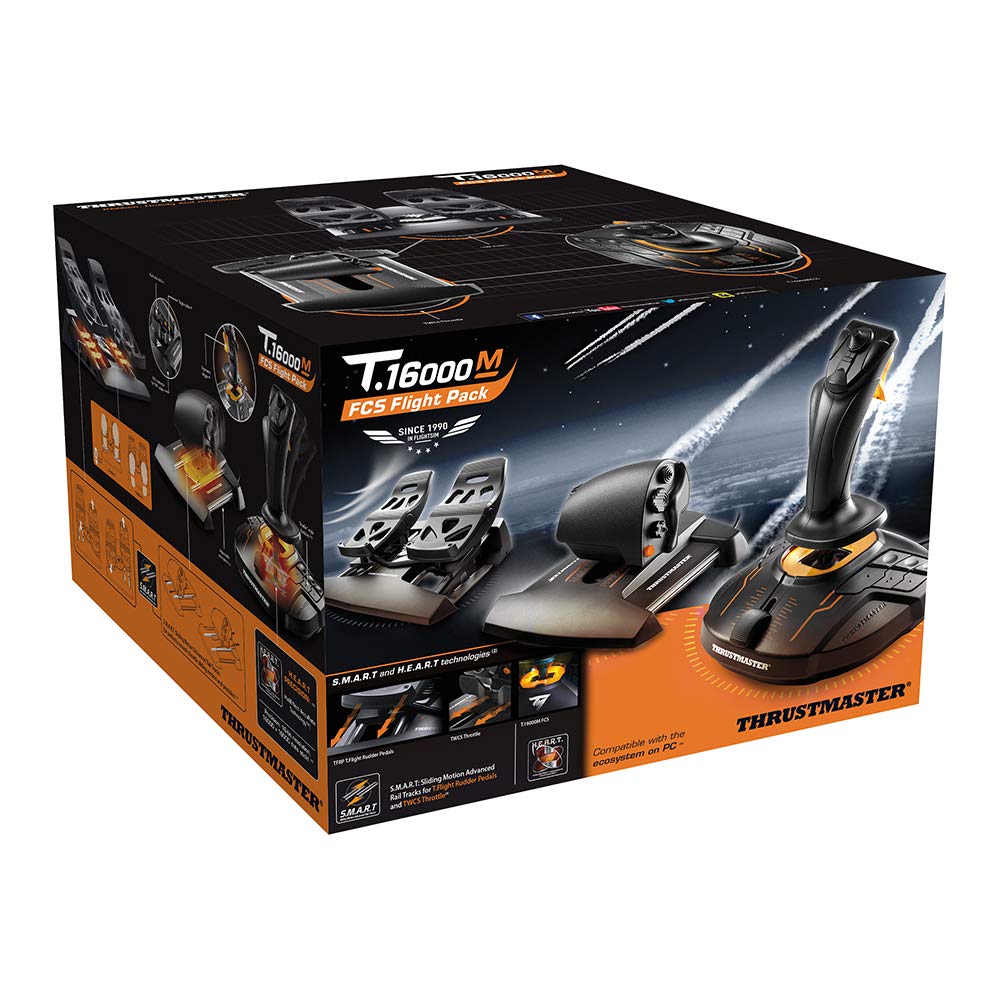 Thrustmaster T16000M FCS Hotas - Flight Control System with Joystick and Throttle, Featuring H.E.A.R.T HallEffect AccuRate Technology for PC