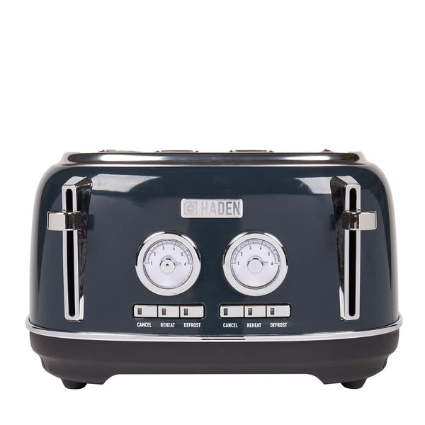 Haden Jersey Steel Blue Toaster 4 Slice  Dual Control With Adjustable Browning Controls - Self Centring Function - Reheat And Defrost Functions