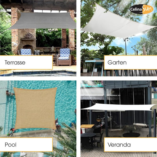 CelinaSun awning sun protection PES UPF 50+ tested UV-protection polyester garden balcony water repellent rectangle 4 x 6 m anthracite