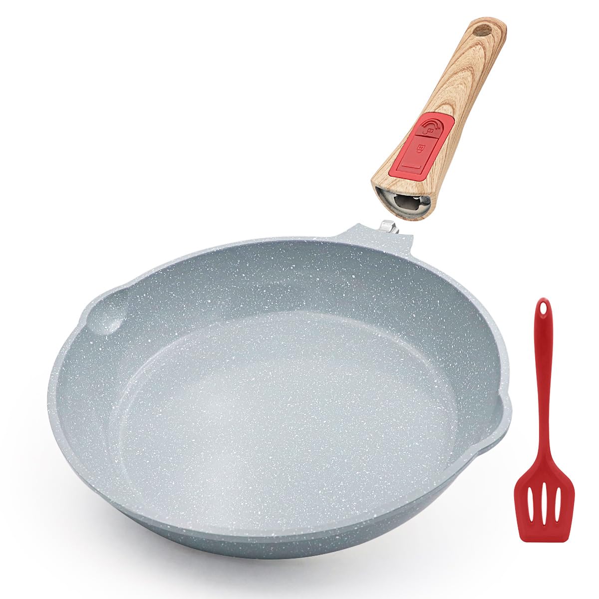 AIKENBBKK Nonstick Ceramic Deep Frying Pan, 28cm Healthy Frying Pan Skillet with Removable Handle, Oven& Dishwasher Safe, PFAS PFOA & PTFE Free(Blue)