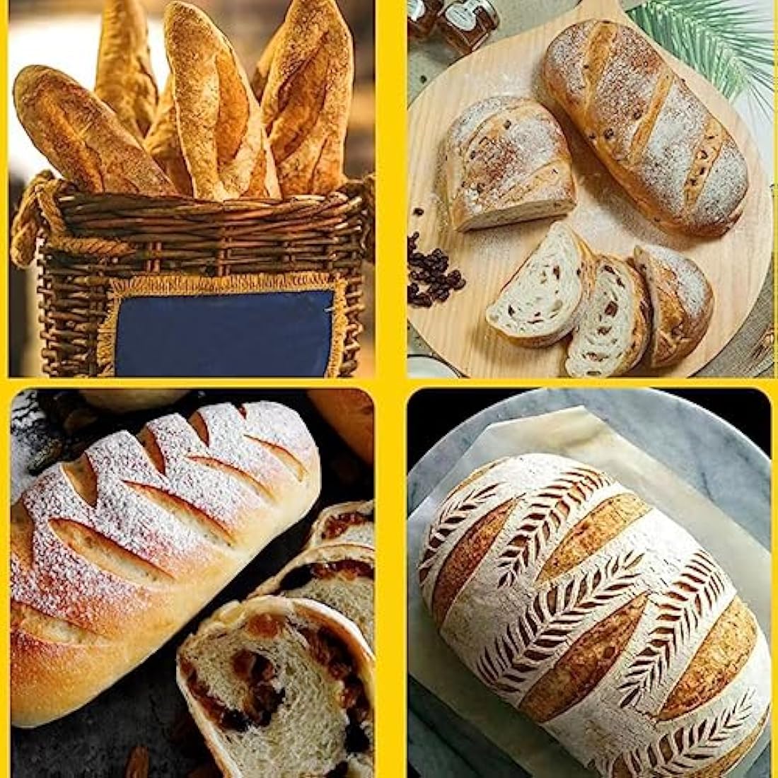 JETAINE Bread Proofing Basket Starter kit, 9Inch Round+10Inch Oval Banneton Proving Basket, Sourdough Bread Making Accessories with Liner+Bread Lame+Dough Scraper+Bamboo Brush, Baking Gifts for Baker