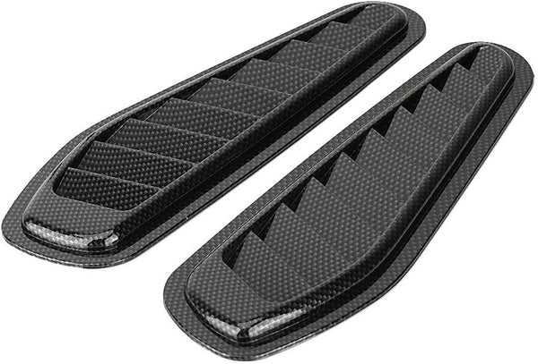 hood scoop,Air Flow Intake Cover, 2pcs Carbon Fiber Style Car Air Flow Intake Decorative Scoop Bonnet Vent Hood Cover Universal Air Flow Vent Cover