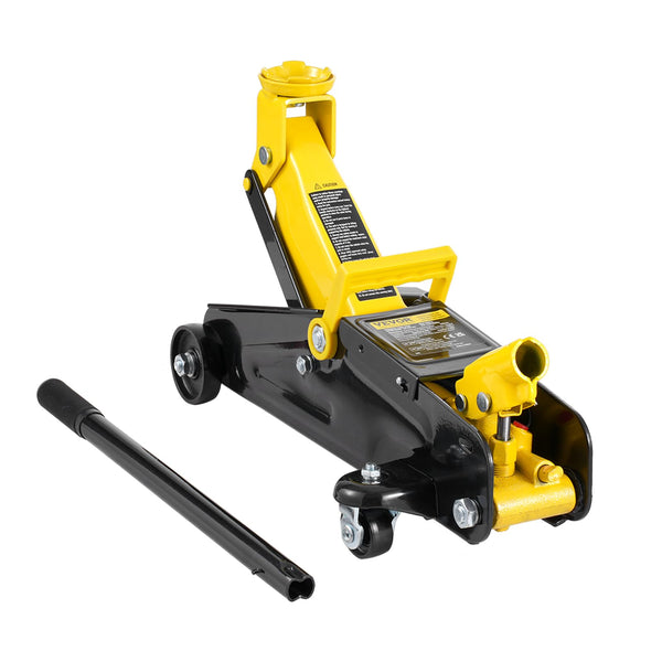 VEVOR Low Profile Floor Jack 1.5 Ton (3300 lbs), Heavy Duty Iron Hydraulic Racing Floor Jack, Hydraulic Car Jack, Single Piston Quick Lift Pump, 4.7"-12.1" Height Lifting Range (Yellow)