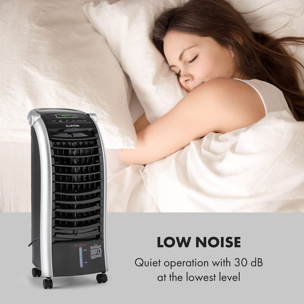 Klarstein 65W Portable Air Cooler, 4-In-1 Evaporative Air Coolers for Home, Silent with Night Mode, Humidifier, Ventilator, Small Water Cooler, 6 L Ice Fan Portable Cooler, 444m³/h Air Flow, White