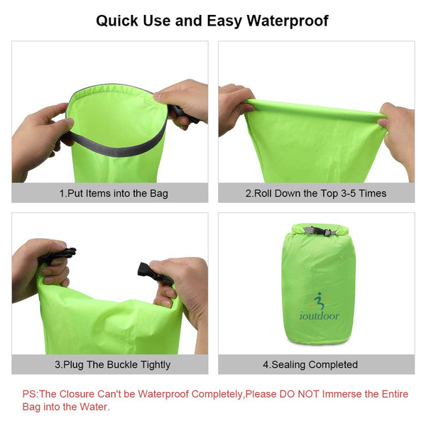 ioutdoor Dry Bag Set 2L + 5L + 10L + 20L+ 40L+ 70L Waterproof Small Lightweight Dry Bags for Paddle Board Kayaking Swimming Fishing Camping Hiking
