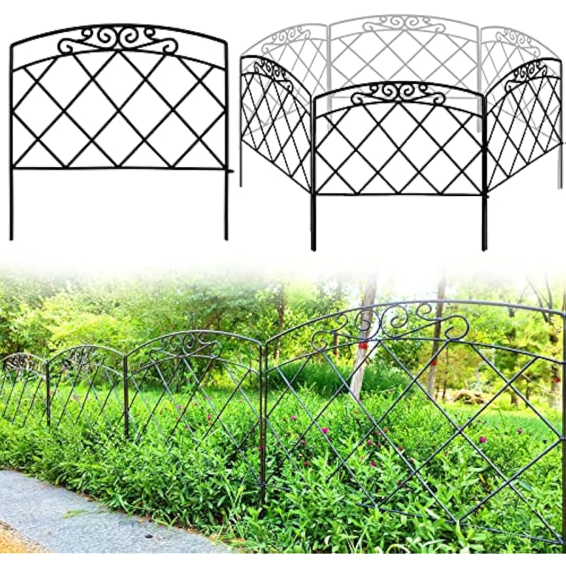 Thealyn Decorative Garden Fence 60cm (H) x 3m (L) Rustproof Metal Fence Panels No Dig Fence for Dogs Yard Patio Animal Barrier Flower Bed