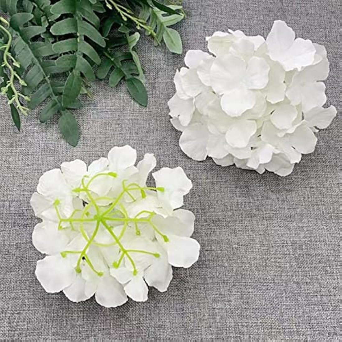 FagusHome 30 Pcs Silk Hydrangea Heads Artificial Flowers Heads and Stems Fake Hydrangea Flowers for Home Wedding Decor (Pure White)