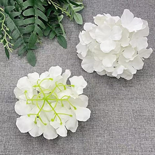 FagusHome 30 Pcs Silk Hydrangea Heads Artificial Flowers Heads and Stems Fake Hydrangea Flowers for Home Wedding Decor (Pure White)