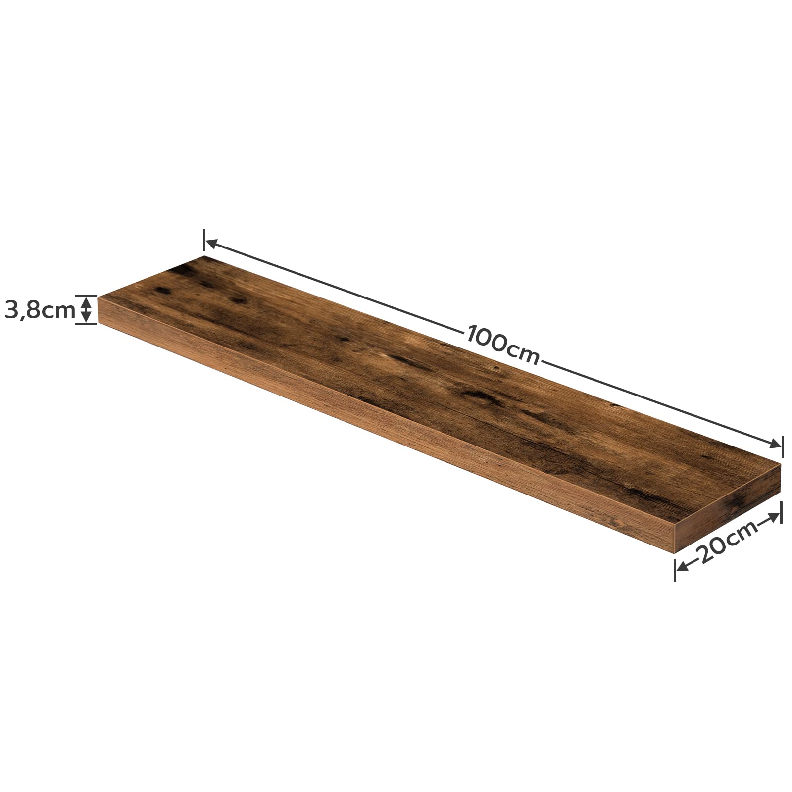 HOOBRO Floating Shelves, Wall Shelves Set of 2, Wall Mounted Shelves, 100 cm, Wall Display Racks, Decorative Hanging Shelf, Wooden Shelves, for