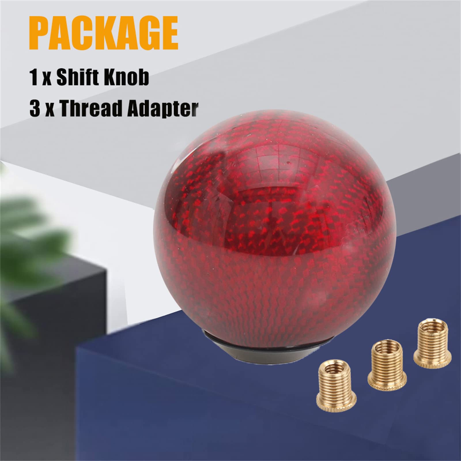 muge racing Carbon Fiber Shift Knob Gear Shifter Knobs with 3 Adapter Most Car Decorations Classic,Red-Long