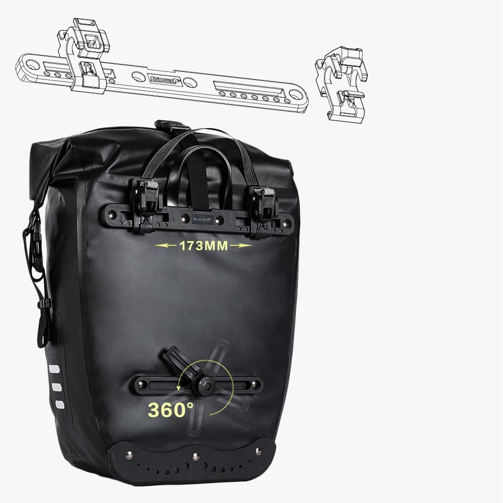 Rhinowalk Bike Bag Waterproof Bike Pannier for Biycle Cargo Rack 25-27L Postman Saddle Bag Shoulder Bag Laptop Pannier Rack Bicycle Bag Professional