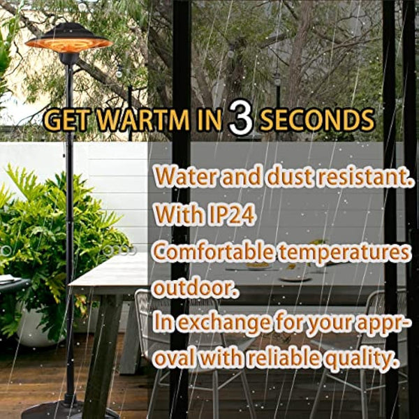 DONYER POWER Halogen tubes Heater Electric Patio Heater Garden Heating Waterproof Outdoor&Indoor Free Standing