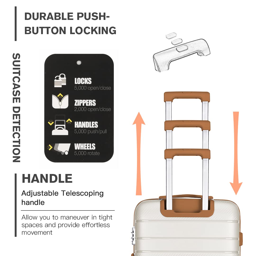 Kono Lightweight Suitcase Hand Luggage Polypropylene Hard Shell Travel Trolley