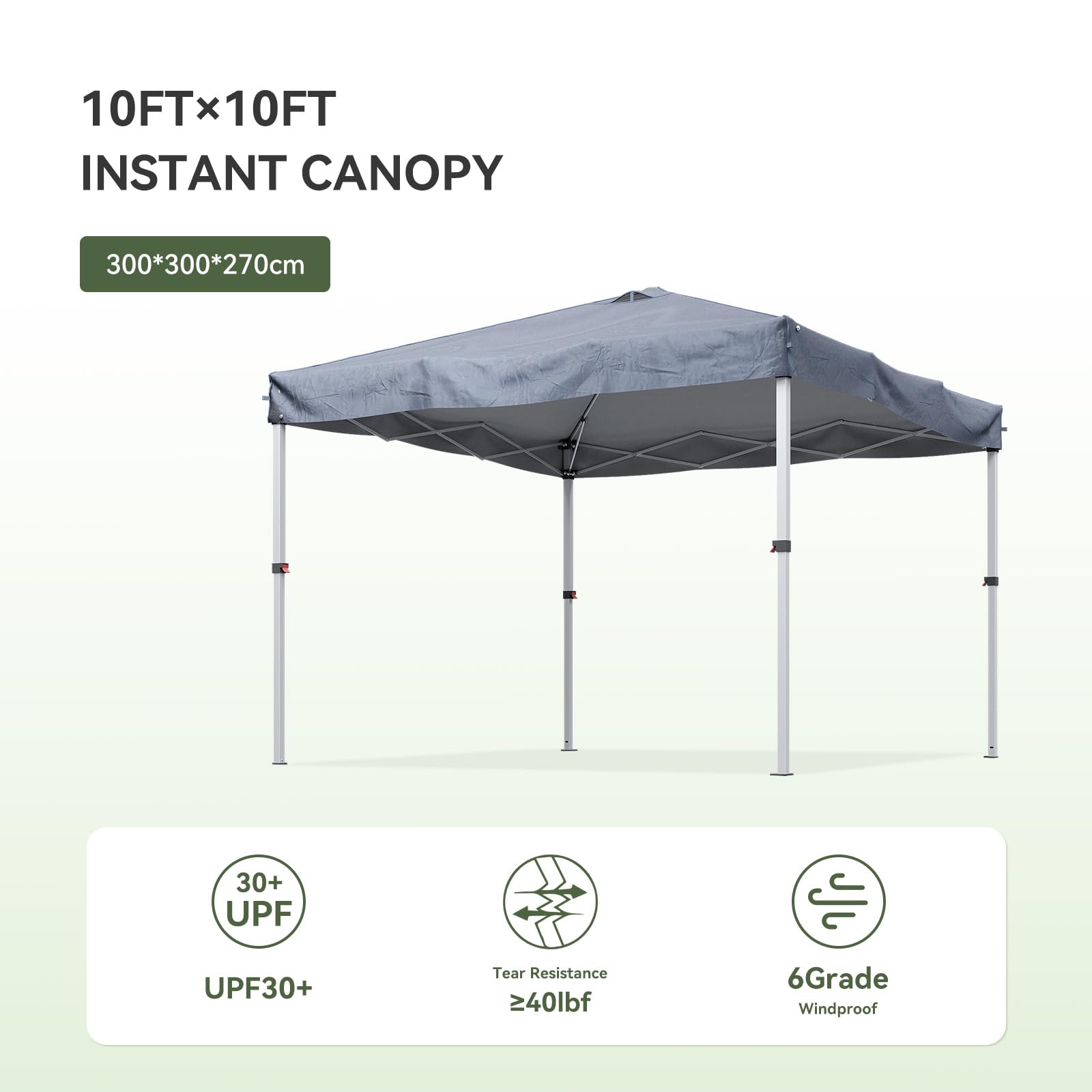 Aoxun 3m x 3m Pop Up Gazebo, Metal Frame Shelter Tent for Outdoor Garden Party, with 4 Sandbags & Carry Bag, Adjustable Height, Grey