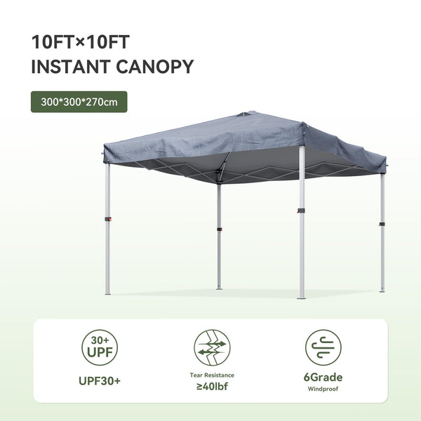 Aoxun 3m x 3m Pop Up Gazebo, Metal Frame Shelter Tent for Outdoor Garden Party, with 4 Sandbags & Carry Bag, Adjustable Height, Grey