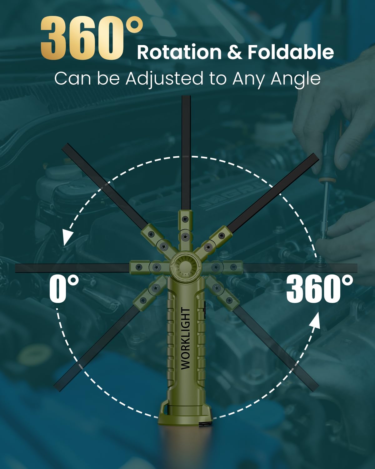 Coquimbo Work Light Christmas Stocking Fillers Gifts for Men Him, LED Torch Rechargeable Inspection Lamp Mechanic Emergency BBQ Light 360° Rotate with Magnetic Base and Hook (2 Pack, Black)