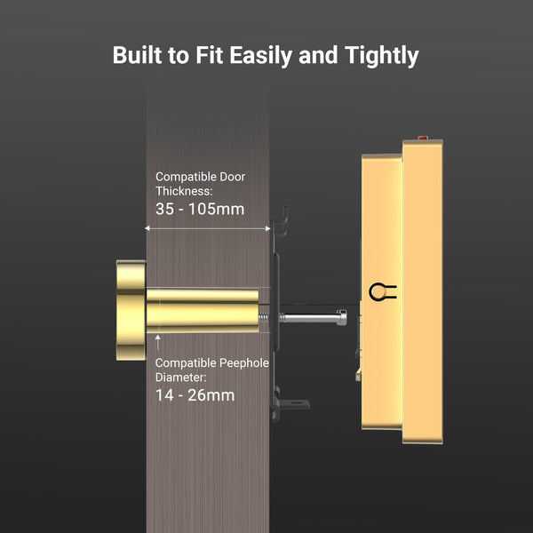 EZVIZ Peephole Camera (Door Viewer Cam) Wireless with 4.3" Monitor, 14–26mm Hole, 35–105mm Door Thickness, 2.4GHz Wi-Fi, 1080P HD Video, APP View, Indoor Colour Screen, No Motion Detection (CP2)