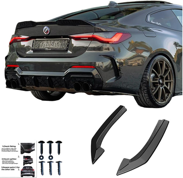 Oneway Rear Side Diffusors compatible with BMW 4-Series G22/G23 Coupe/Convertible M-Pack/M440i 2020-2024 & Facelift 2024- - Gloss black