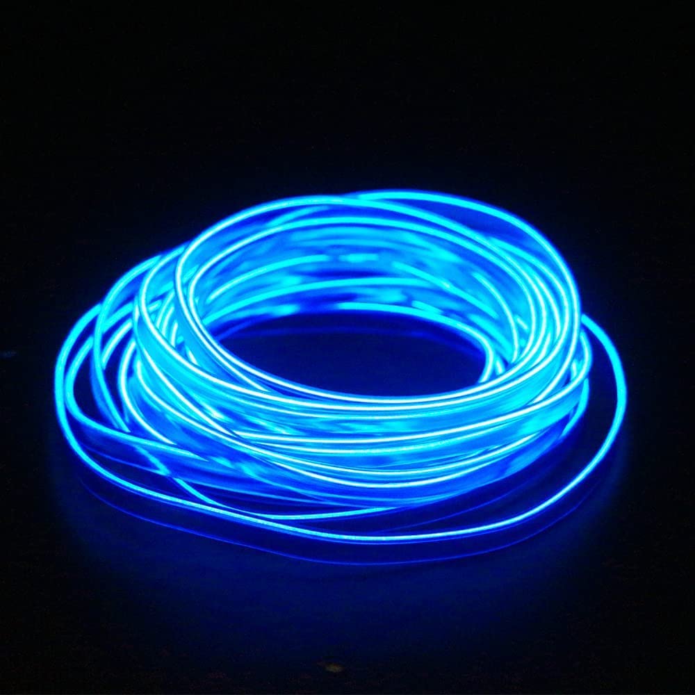 Keiurot El Wire Car Lights Neon Light for Car USB Ice Blue 10M/32Ft Car Ambient Lighting Atmosphere Car Led Interior Strip Light Sewing Edge Decoration Dashboard Lights Strip LED Trim Light