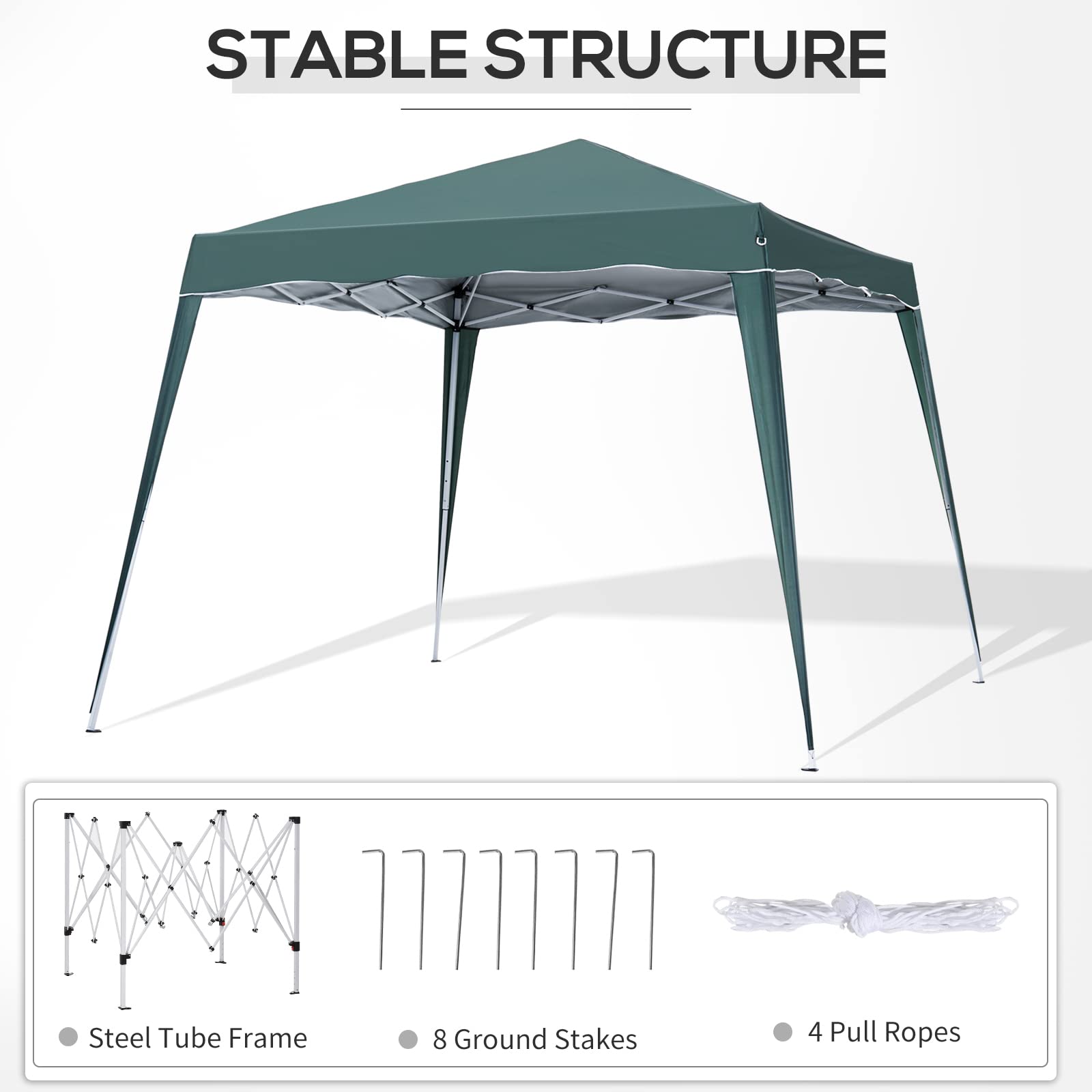 Outsunny 3 M x 3 M Base/ 2.5 M x 2.5 M Top Pop Up Gazebo, One Person Setup Instant with Carry Bag, Height Adjustable Slant Leg Party Tent Instant Event Shelter for Garden, Patio, Black