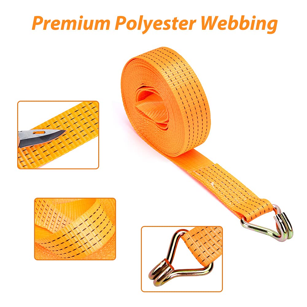 maXpeedingrods 10 x Lashing Straps Ratchet Strap Tie Down 5000kg x 6m x 50mm Heavy Duty Trailer Tension Belts with Iron Handle and Double J Hook 5000kg 5Ton