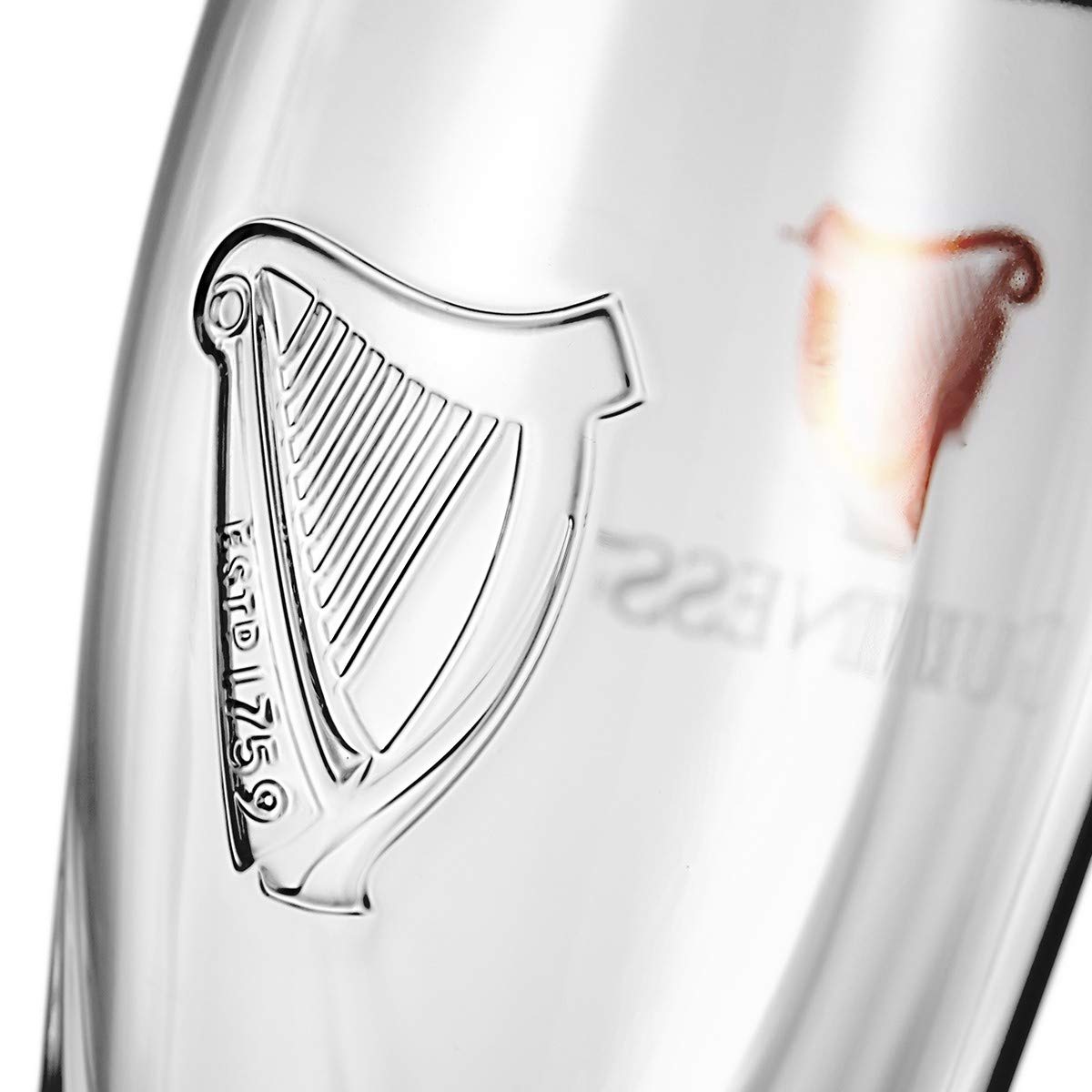 Guinness Official Merchandise Embossed Pint Beer Glass (Set of 4), 568ml