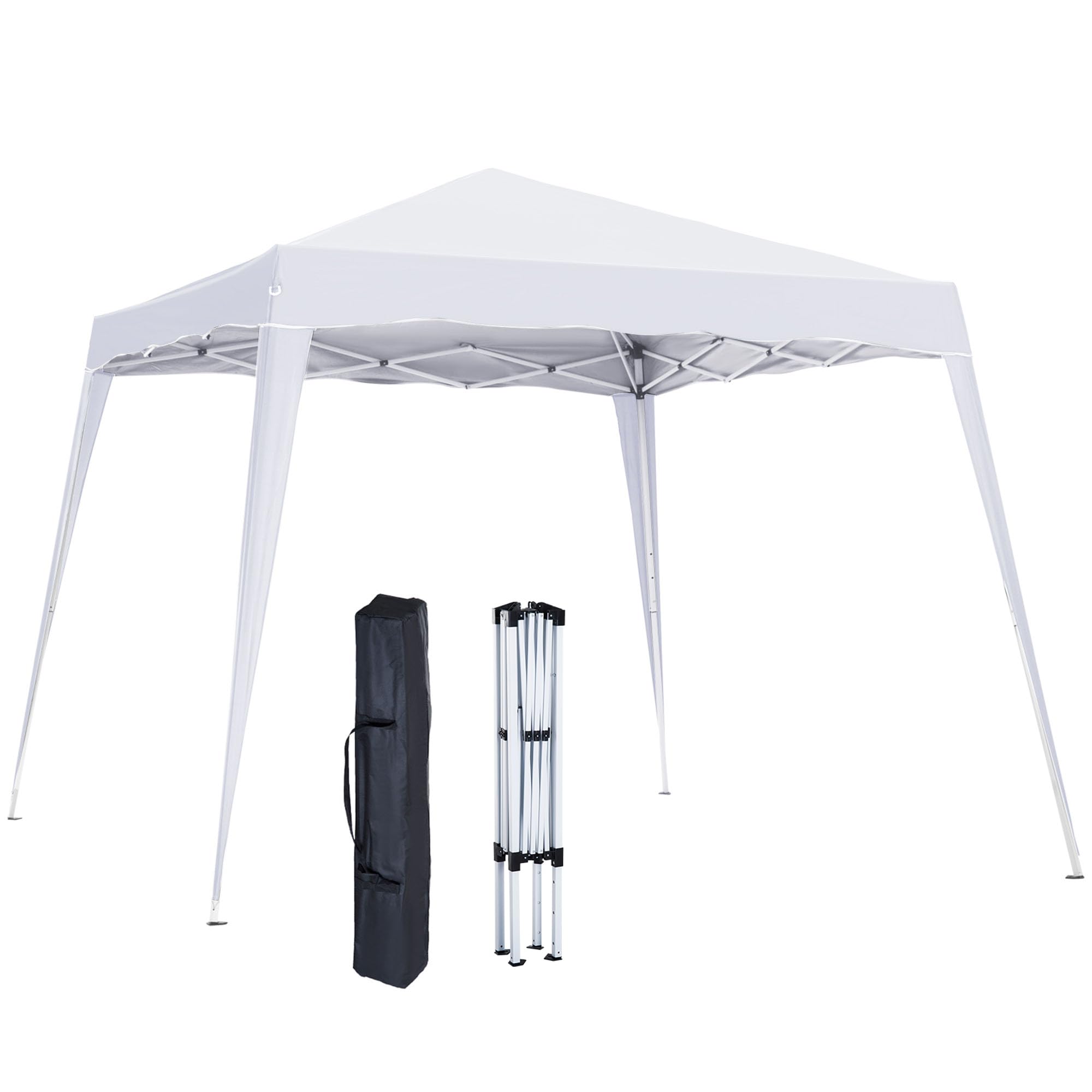 Outsunny 3 M x 3 M Base/ 2.5 M x 2.5 M Top Pop Up Gazebo, One Person Setup Instant with Carry Bag, Height Adjustable Slant Leg Party Tent Instant Event Shelter for Garden, Patio, Black