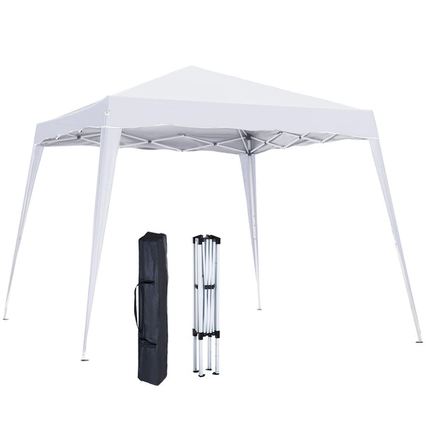 Outsunny 3 M x 3 M Base/ 2.5 M x 2.5 M Top Pop Up Gazebo, One Person Setup Instant with Carry Bag, Height Adjustable Slant Leg Party Tent Instant Event Shelter for Garden, Patio, Black