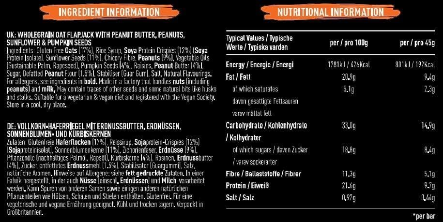 FUEL10K Peanut Butter Oat Bars, High in Protein & Fibre, 45 g (Pack of 16)