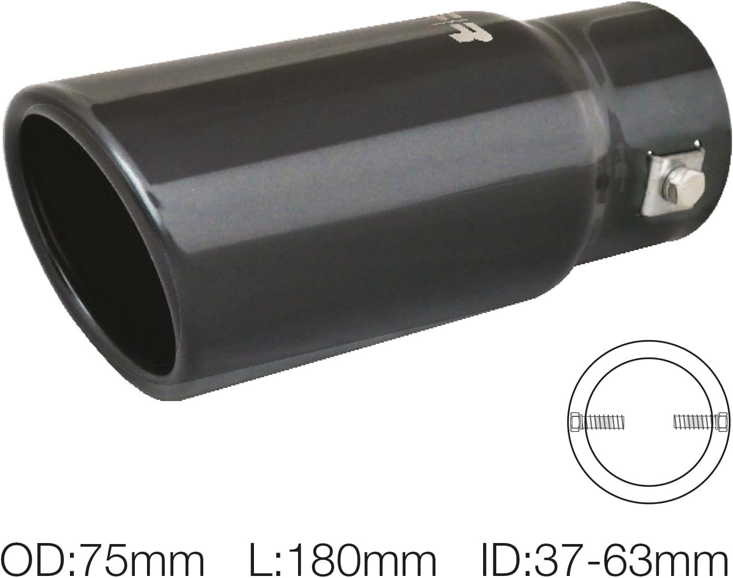 Simoni Racing TRX/01N Universal Stainless Steel Double Round Exhaust Terminal, Black