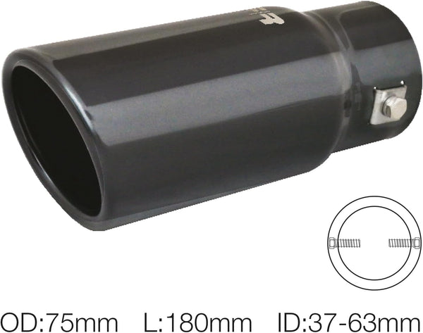 Simoni Racing TRX/01N Universal Stainless Steel Double Round Exhaust Terminal, Black