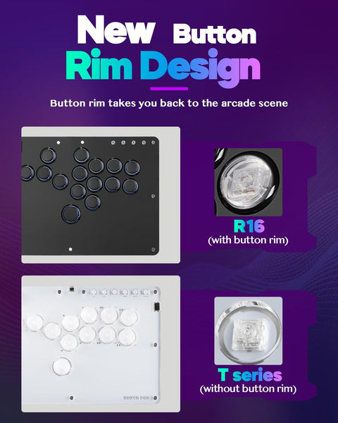 Sehawei Arcade Stick R16 All-Button Arcade Controller 16Keys for PC/Ps3/Ps4/Switch/Steam,Fight Stick for Fighting Games with Custom RGB & Turbo Functions & Hot Swap Black