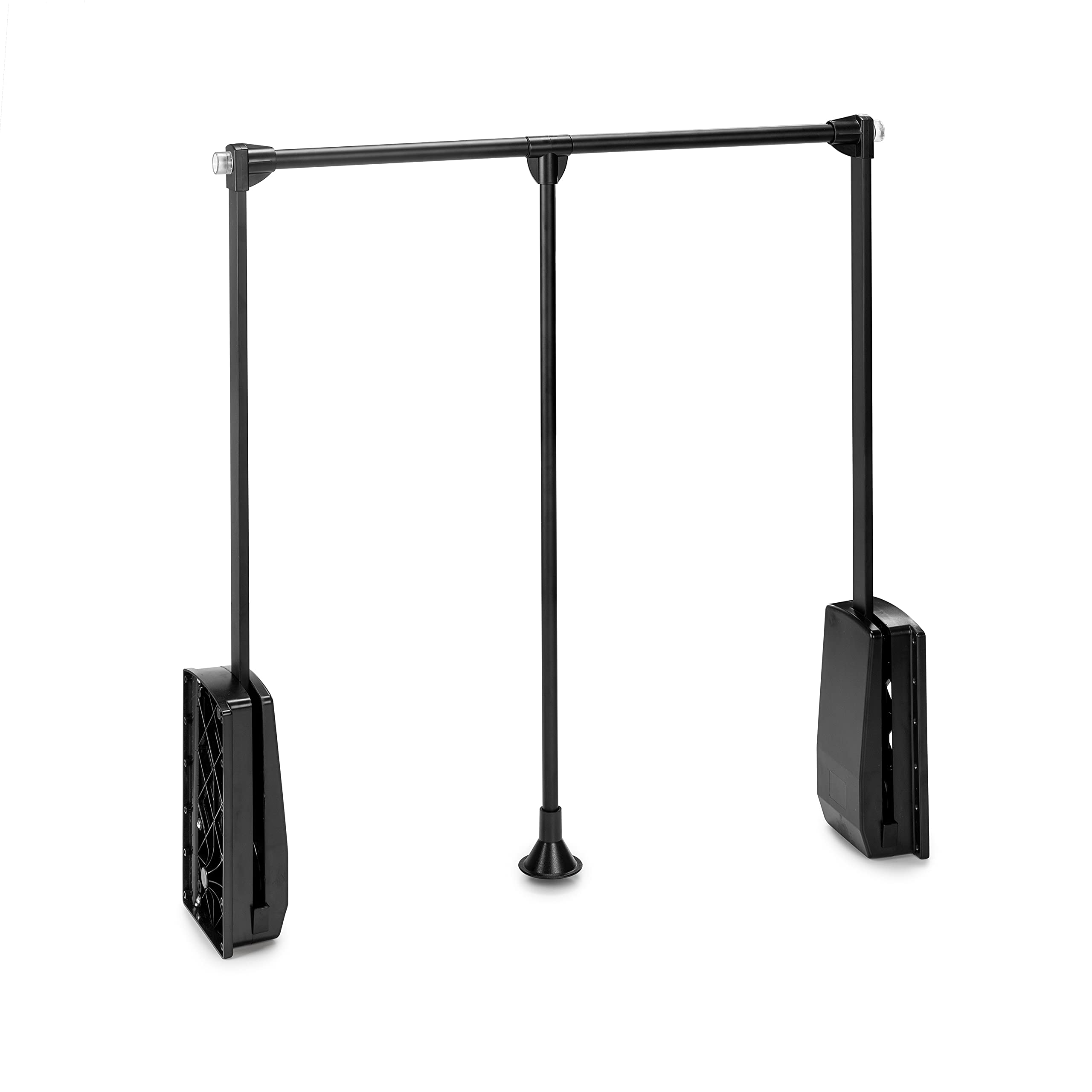 Emuca - Hang Pull Down Wardrobe Rail Lift, Adjustable Width 32,6-45,27 inch (830-1150mm), Steel and Plastic, Black