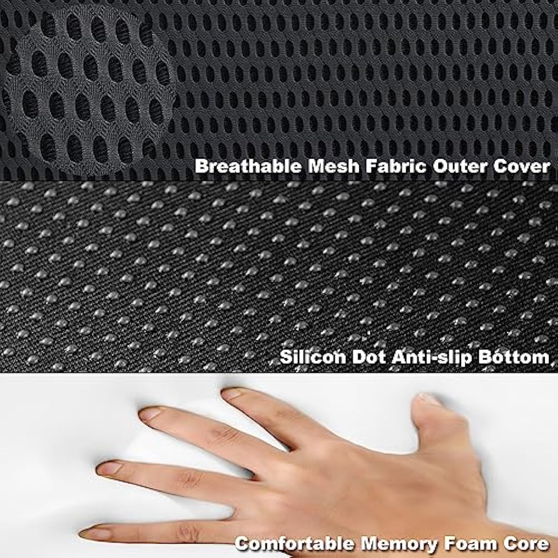 FOUNDCOOL Universal Memory Foam Car Seat Cushion for Driving Wedge Adult Booster Support Driver Seat Cushions Tailbone Back Pain Pressure Relief Office Chair Wheelchair Pad