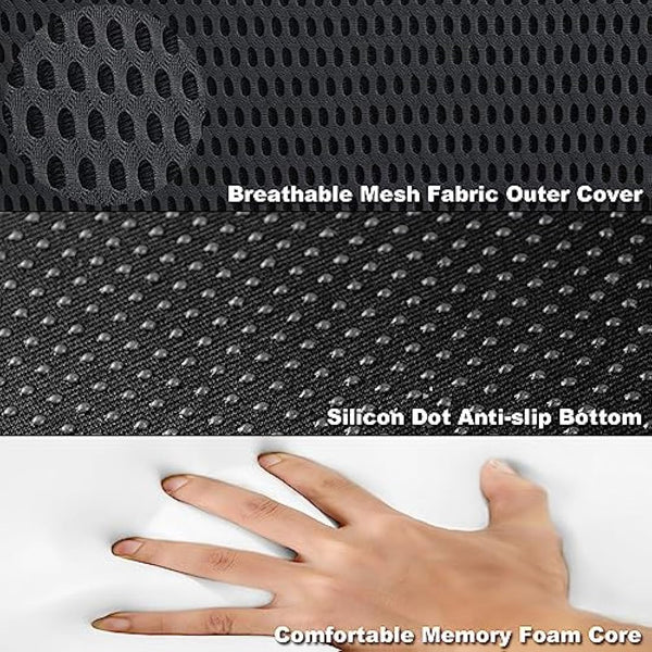 FOUNDCOOL Universal Memory Foam Car Seat Cushion for Driving Wedge Adult Booster Support Driver Seat Cushions Tailbone Back Pain Pressure Relief Office Chair Wheelchair Pad