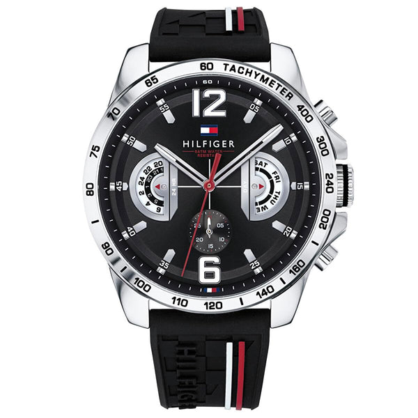 Tommy Hilfiger Analogue Multifunction Quartz Watch for Men with Silicone, Stainless Steel or Leather Bracelet, Day & Date Sub-Dials, 5ATM Water Resistant