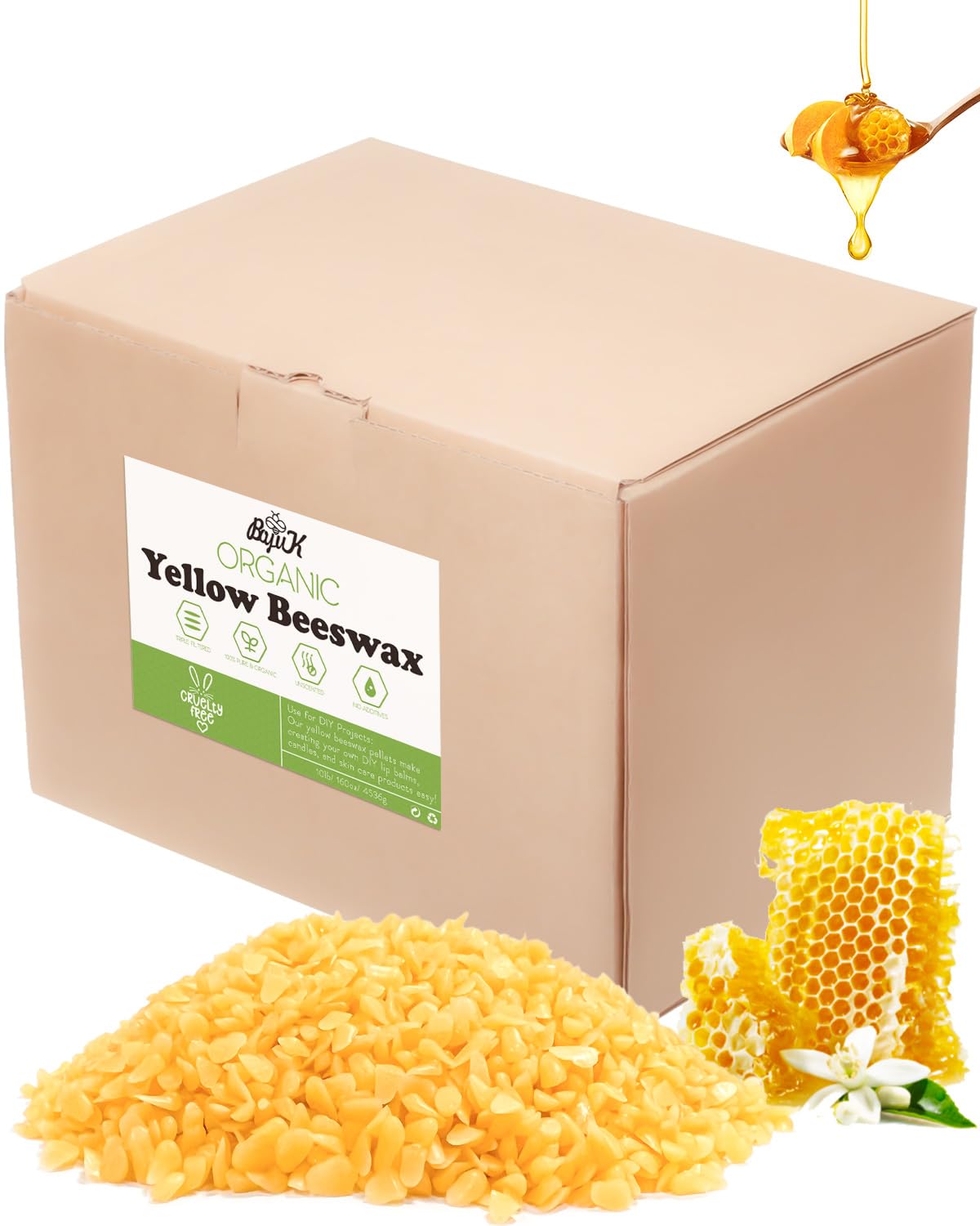 Yellow Beeswax Pellets, Beeswax for Candle Making, Beeswax Pellets Cosmetic Grade Eco Friendly Products, Organic Beeswax for Body, Skin Care DIY, Lip
