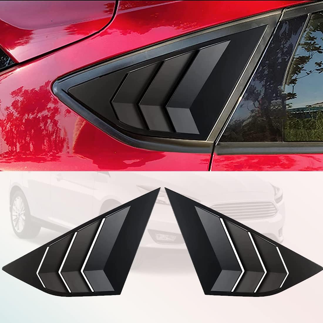 Louvers Car Rear Window Blinds Side Tuyere Louvers Vent Compatible for Focus ST RS MK3 Hatchback 2012-2018 Louver Accessories (Matte Black)