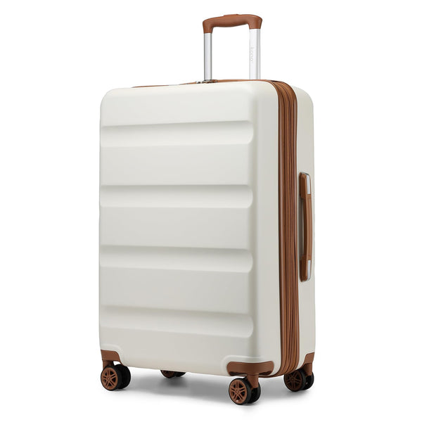 Kono Lightweight 28" Large Suitcase | Hard Shell with TSA Lock | 4 Dual Spinner Wheels | Expandable Design for Easy Travel | Perfect for Business & Vacation (Cream White,75x47.5x29.5cm)