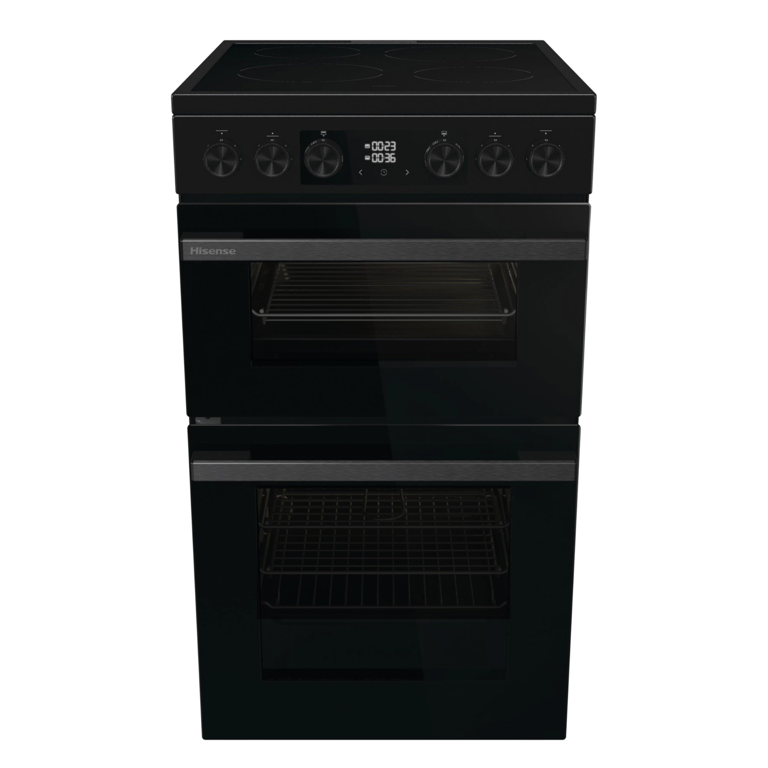 Hisense HDE3211BBUK 60cm Electric Cooker with Ceramic Hob-Black , A Rated Double Oven