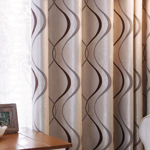 2 Panels Set Modern Striped Curtains for Living Room (Coffee, 2 x 66x72 Inch)