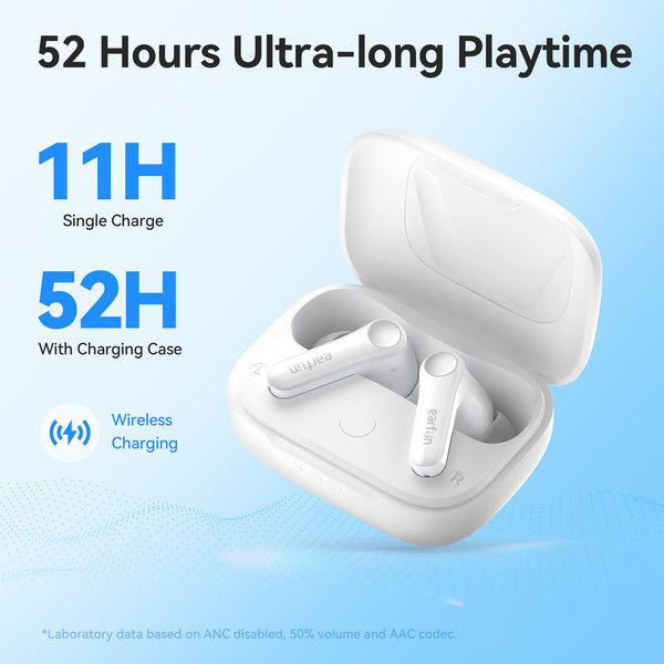 EarFun Air Pro 4 Adaptive Noise Cancelling Earbuds, aptX Lossless Earbuds Wireless, Hi-Res Audio, 52H Playtime, 6 Mics AI Call, Wireless Charging, In-Ear Detection, LDAC, Bluetooth 5.4