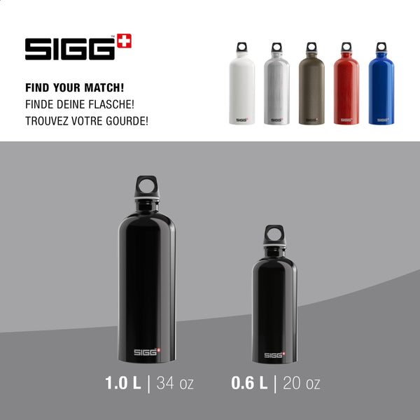Sigg - Aluminum Water Bottle - Traveller - Climate Neutral Certified - Suitable For Carbonated Beverages - Leakproof & Lightweight - BPA Free - 0.6L / 1L/ 1.5L