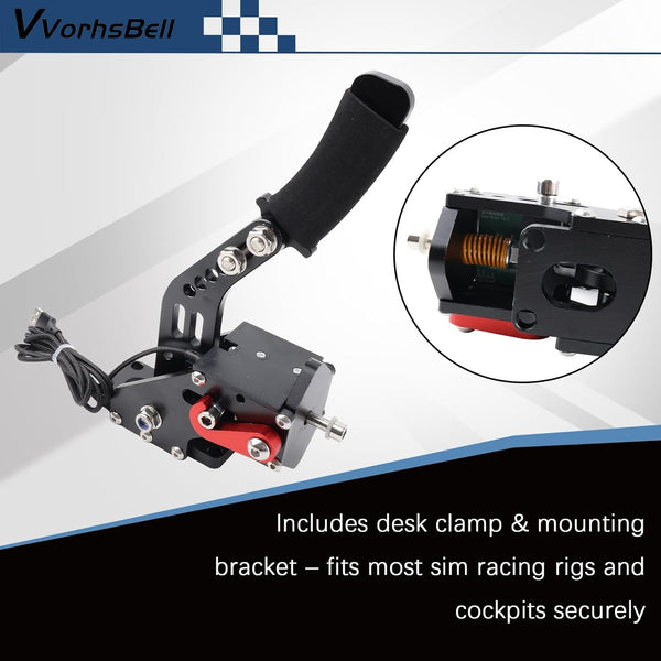 VVORHSBELL USB Handbrake 16 Bit SIM PC Racing Games Compatible with logitech G25 G27 G29 G920 G923 & Thrustmaster T300 T500 Adjustable Linear Handbrake For Simulator Games