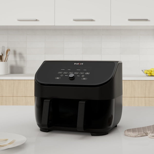 Instant Pot - Versazone Dual Black Air Fryer - Large 8.5L, Family Size - Single Double Basket with Divider - 8 in 1 - Food Dehydrate, Grill, Bake, Roast, Reheat, Non-Stick, Easy Clean, Dishwasher Safe