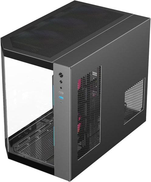 IONZ APEX Vision - PC Gaming Case, M/ATX Mini Tower, Dual Chamber with 6 ARGB PWM Fans - LCD Screen | Supports 240 mm AIO, White