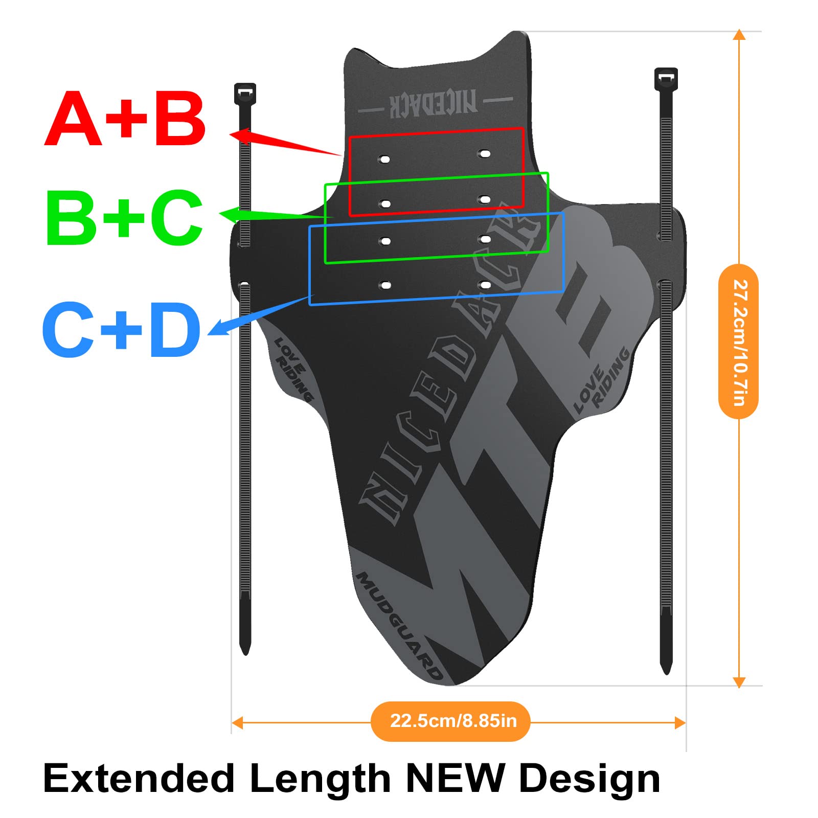 NICEDACK Mudguards Mountain Bike, 2 Pieces Mudguard Fit 20-29 Inch MTB Mudguard Front and Rear Compatible Bicycle Splash Guard